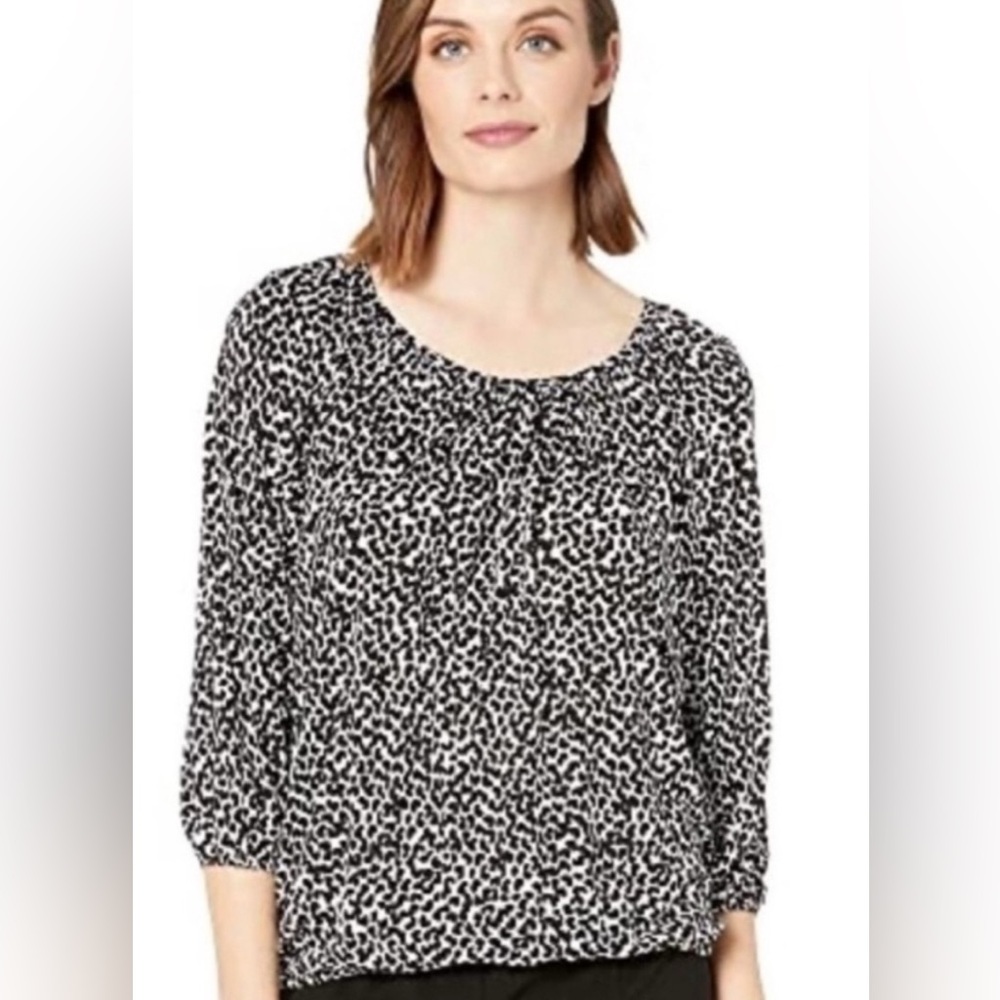 Michael Kors Black and White Patterned Blouse 2X classic Comfortable Stretch